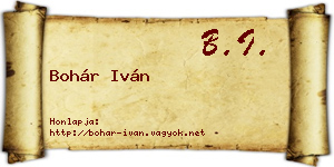 Bohár Iván névjegykártya